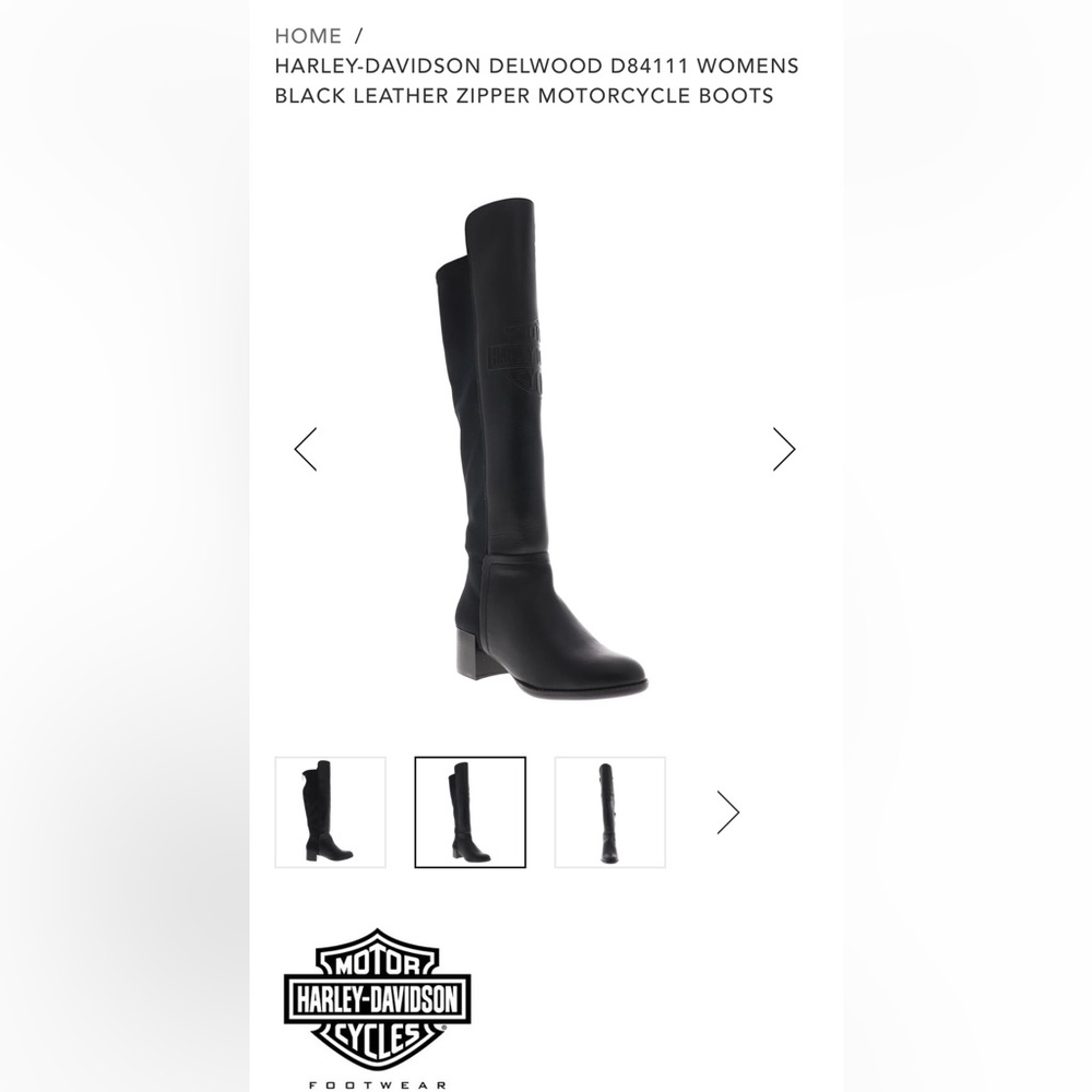 Women’s over the knee Harley Davidson Boots, black, size 9.5.